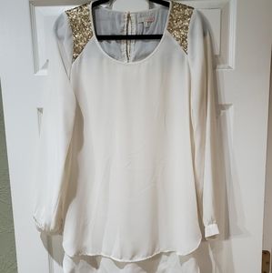 Gianni Bini Sheer Sequined Hi-lo Blouse